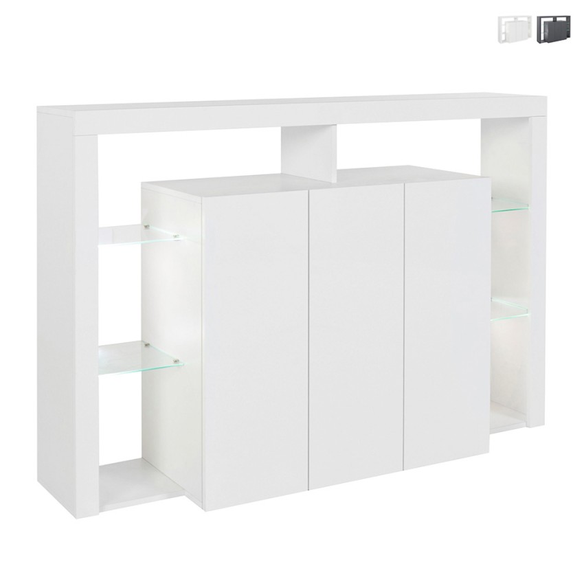 Szafka 3 drzwiowa nowoczesna biblioteczka półki szklane 150x40x100cm Allen Promocja Szafka 3 drzwiowa nowoczesna biblioteczka półki szklane 150x40x100cm Allen Promocja