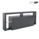 Madia kredens 3 drzwi 200x40x80cm nowoczesna biblioteka półki szklane Pibrac Promocja
