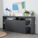 Madia kredens 3 drzwi 200x40x80cm nowoczesna biblioteka półki szklane Pibrac Oferta