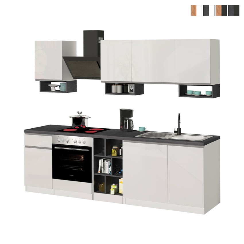 Kuchnia linowa kompletna 256cm nowoczesny design modułowy Domina Oferta Kuchnia linowa kompletna 256cm nowoczesny design modułowy Domina Oferta