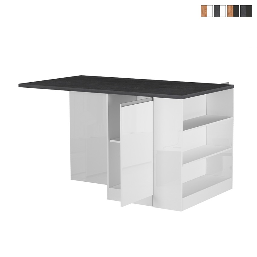 Wyspa środkowa z nowoczesnym stołem do kuchni 2-drzwiowym 160x90x90cm Grover Sprzedaż Wyspa środkowa z nowoczesnym stołem do kuchni 2-drzwiowym 160x90x90cm Grover Sprzedaż