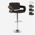 Krzesło barowe obrotowe ze skóropodobnym materiałem, z podłokietnikami w stylu fotelika Darry. Promocja