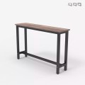 Czarny metalowy stolik z drewnianym blatem 120x40 cm Welcome Light Dark Promocja