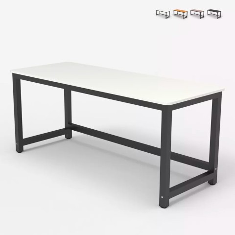 Czarne metalowe biurko z drewnianym blatem 160x70 cm Bridgeblack 160 Promocja