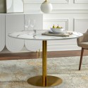 Stół do jadalni okrągły w stylu Goblet 120cm z efektem marmuru w kolorze złotym Monika+ Sprzedaż