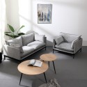 Fotel nowoczesny styl z tapicerowanymi poduszkami w szarym materiale Mainz Rabaty