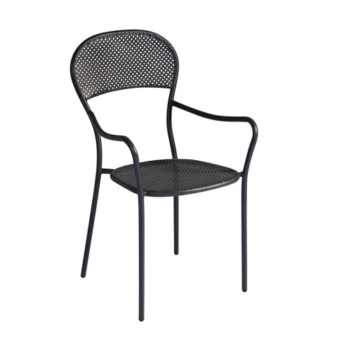 Zestaw 2 x krzesła ogrodowe zewnętrzne z żelaza z podłokietnikami bar restauracyjny Brienne Promocja