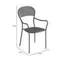 Zestaw 2 x krzesła ogrodowe zewnętrzne z żelaza z podłokietnikami bar restauracyjny Brienne Rabaty
