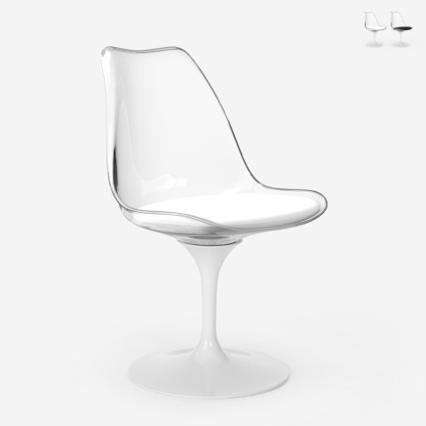 Krzesło Tulipan przezroczyste nowoczesne białe poduszka Lupas Light Promocja