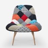 Fotel w salonie z tkaniny w stylu skandynawskim, we wzór patchworkowy, wielokolorowy - Nevada. Rabaty