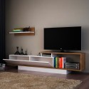 Mobilny stolik TV 180cm - biały drewno włoskie z drzwiczką i półką na ścianę Asos. Oferta