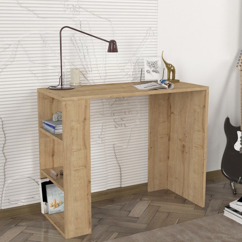 Biurko do domowego biura 3 półki 90x40x74cm nowoczesne drewniane Netenya Promocja