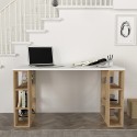 Biurko gabinet biurowe białe drewno 6 półek 140x60x75cm Leonardo Rabaty