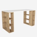 Biurko gabinet biurowe białe drewno 6 półek 140x60x75cm Leonardo Sprzedaż