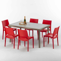 Beżowy prostokątny stół 150x90 cm z 6 kolorowymi krzesłami Marion Sprzedaż
