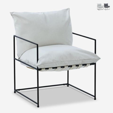 Fotel Design Nowoczesny z Tkaniny w Minimalistycznym Stylu z Czarnym Stalowym Wykończeniem Alaska Promocja