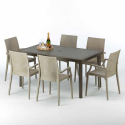 Brązowy prostokątny stół 150x90 cm z 6 kolorowymi krzesłami Focus 