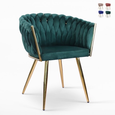Fotel-krzesło welurowe stylowe z podłokietnikami złocone nogi Wersal Promocja