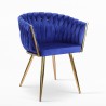 Fotel-krzesło welurowe stylowe z podłokietnikami złocone nogi Wersal Cechy