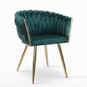 Fotel-krzesło welurowe stylowe z podłokietnikami złocone nogi Wersal Model