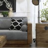 Sofa 3-miejscowa z drewna rustykalnego 225x81x81cm z poduszkami, tapicerka szara Morgan Sprzedaż