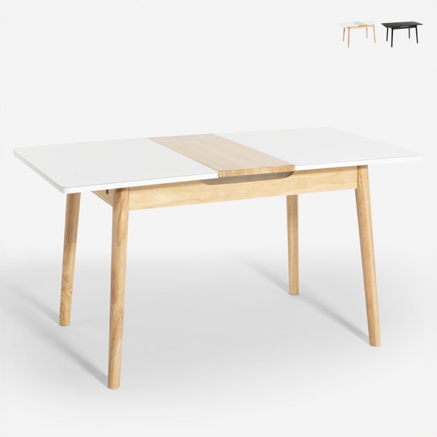 Stół rozkładany z drewna 115-145x80cm kuchnia szkło białe czarne Pixam Promocja