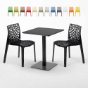 Czarny kwadratowy stół 60x60 cm z 2 kolorowymi krzesłami Gruvyer Licorice Promocja
