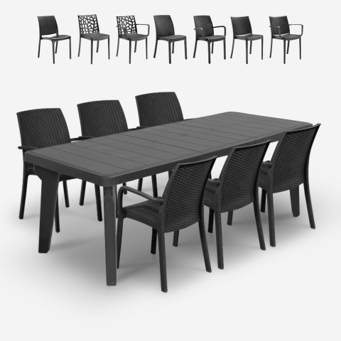 Zestaw ogrodowy rozkładany stół 160-220cm 6 krzeseł czarny Liri Dark Promocja