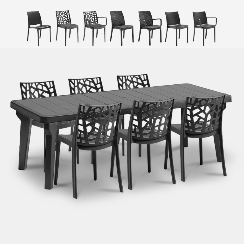 Zestaw ogrodowy rozkładany stół 160-220cm 6 krzeseł czarny Liri Dark Oferta