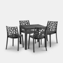 Zestaw ogrodowy: stół kwadratowy 80x80cm z rattanu + 4 krzesła koloru czarnego Nisida Dark Sprzedaż