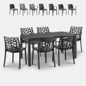 Zestaw ogrodowy stół rattanowy 150x90cm 6 krzeseł zewnętrzny czarny Meloria Dark Wybór