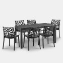 Zestaw ogrodowy stół rattanowy 150x90cm 6 krzeseł zewnętrzny czarny Meloria Dark Cechy