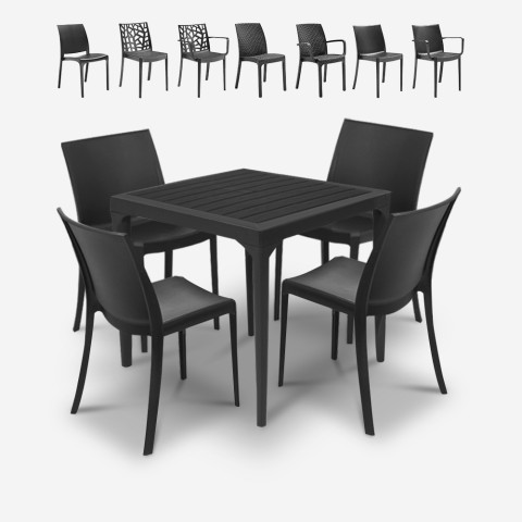 Zestaw ogrodowy 4 krzesła stół zewnętrzny kwadratowy 80x80cm czarny Provence Dark Promocja