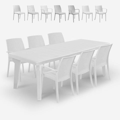 Zestaw stół rozkładany 160-220cm, 6 krzeseł ogrodowych biały Liri Light Promocja