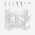 Zestaw stół zewnętrzny ogrodowy 80x80cm rattan 4 krzesła białe Nisida Light Środki