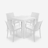 Zestaw stół zewnętrzny ogrodowy 80x80cm rattan 4 krzesła białe Nisida Light Cena