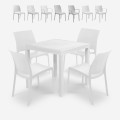 Zestaw stół zewnętrzny ogrodowy 80x80cm rattan 4 krzesła białe Nisida Light Promocja