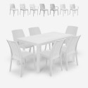 Stół zewnętrzny ogrodu rattanowy 150x90cm 6 krzeseł biały Meloria Light Promocja