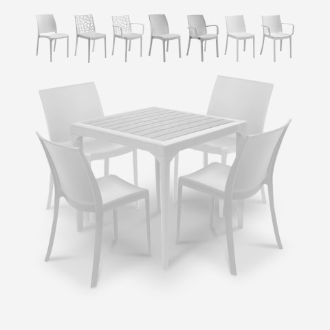 Zestaw ogrodowy Stół 80x80cm 4 krzesła Zewnętrzne Białe Provence Light Promocja