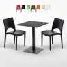 Czarny kwadratowy stół 60x60 cm i 2 kolorowe krzesła Paris Licorice Promocja
