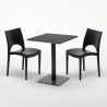 Czarny kwadratowy stół 60x60 cm i 2 kolorowe krzesła Paris Licorice Model