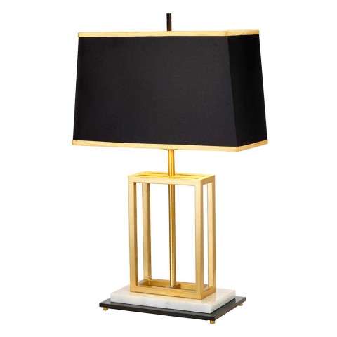 Elegancka lampa biurkowa stolikowa biały marmur czarny abażur Atlas Promocja