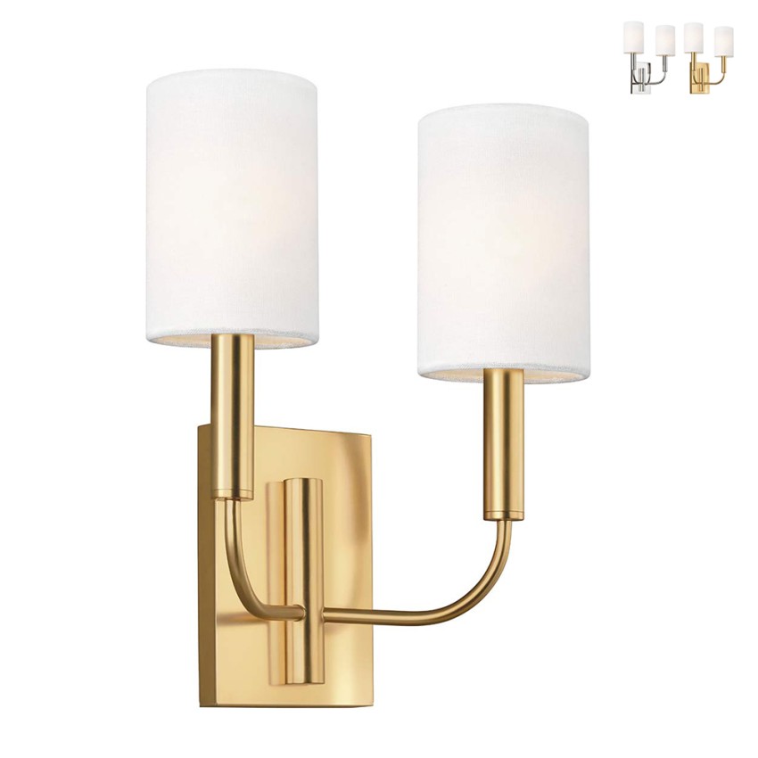 Lampa Ścienna Kinkiet 2 Abażury Biały Materiał Klasyczny Styl Brianna2 Sprzedaż Lampa Ścienna Kinkiet 2 Abażury Biały Materiał Klasyczny Styl Brianna2 Sprzedaż