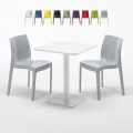 Biały kwadratowy stół 60x60 cm z 2 krzesłami Ice Lemon Promocja