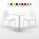 Biały kwadratowy stół 60x60 cm z 2 krzesłami Ice Lemon Oferta