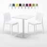 Biały kwadratowy stół 60x60 cm z 2 krzesłami Ice Lemon Oferta