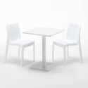 Biały kwadratowy stół 60x60 cm z 2 krzesłami Ice Lemon Koszt