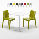 Biały kwadratowy stół 60x60 cm z 2 krzesłami Ice Lemon Stan Magazynowy