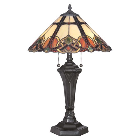 Lampa stołowa w stylu Tiffany, klasyczny kolorowy abażur Cambridge Promocja