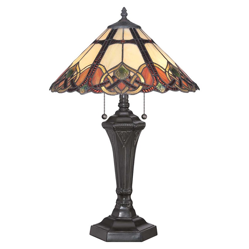 Lampa stołowa w stylu Tiffany, klasyczny kolorowy abażur Cambridge Promocja Lampa stołowa w stylu Tiffany, klasyczny kolorowy abażur Cambridge Promocja